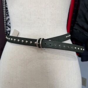 Studded Green Leather Belt - Made In Italy